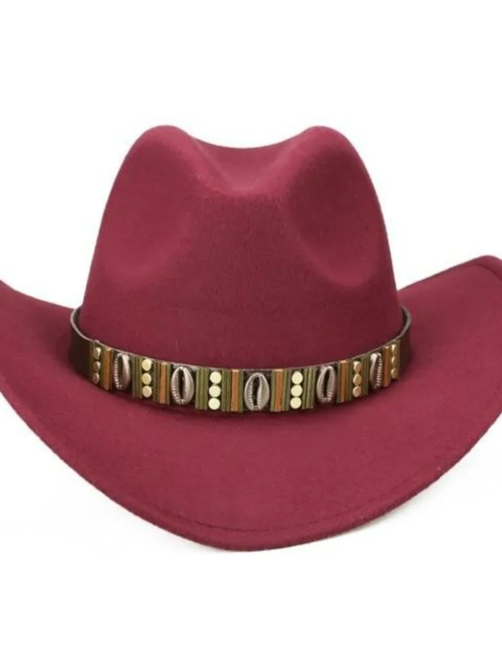 Maroon Red Western Cowboy Hat Wide Brim Ranch Rodeo Cowgirl Festival Boho Hat